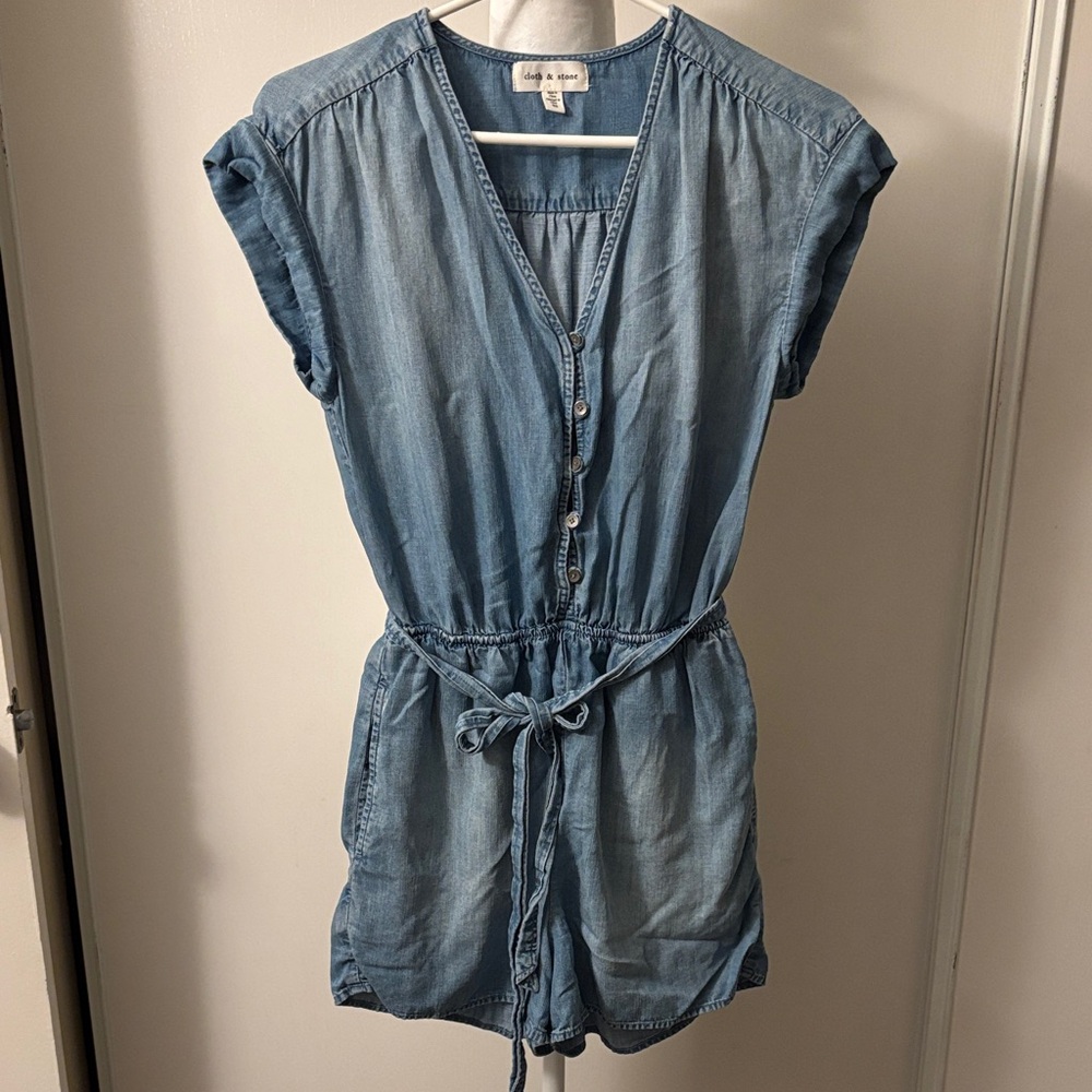 Cloth & Stone Blue Denim Romper